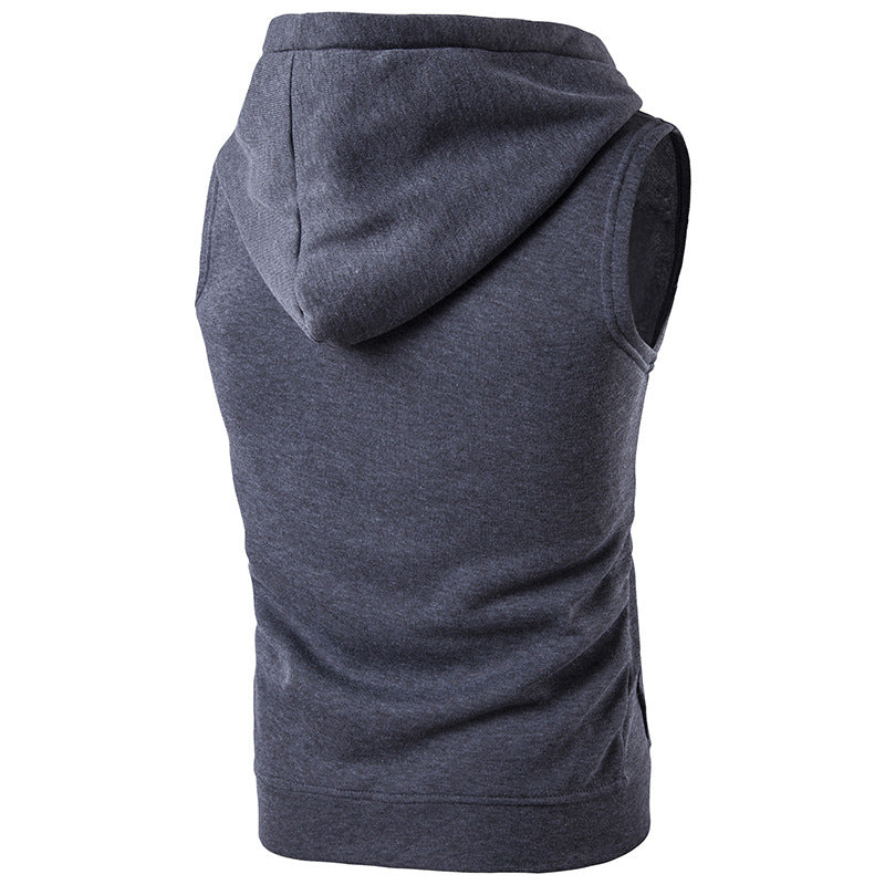 Men's Sleeveless Cotton Zipper Hoodie