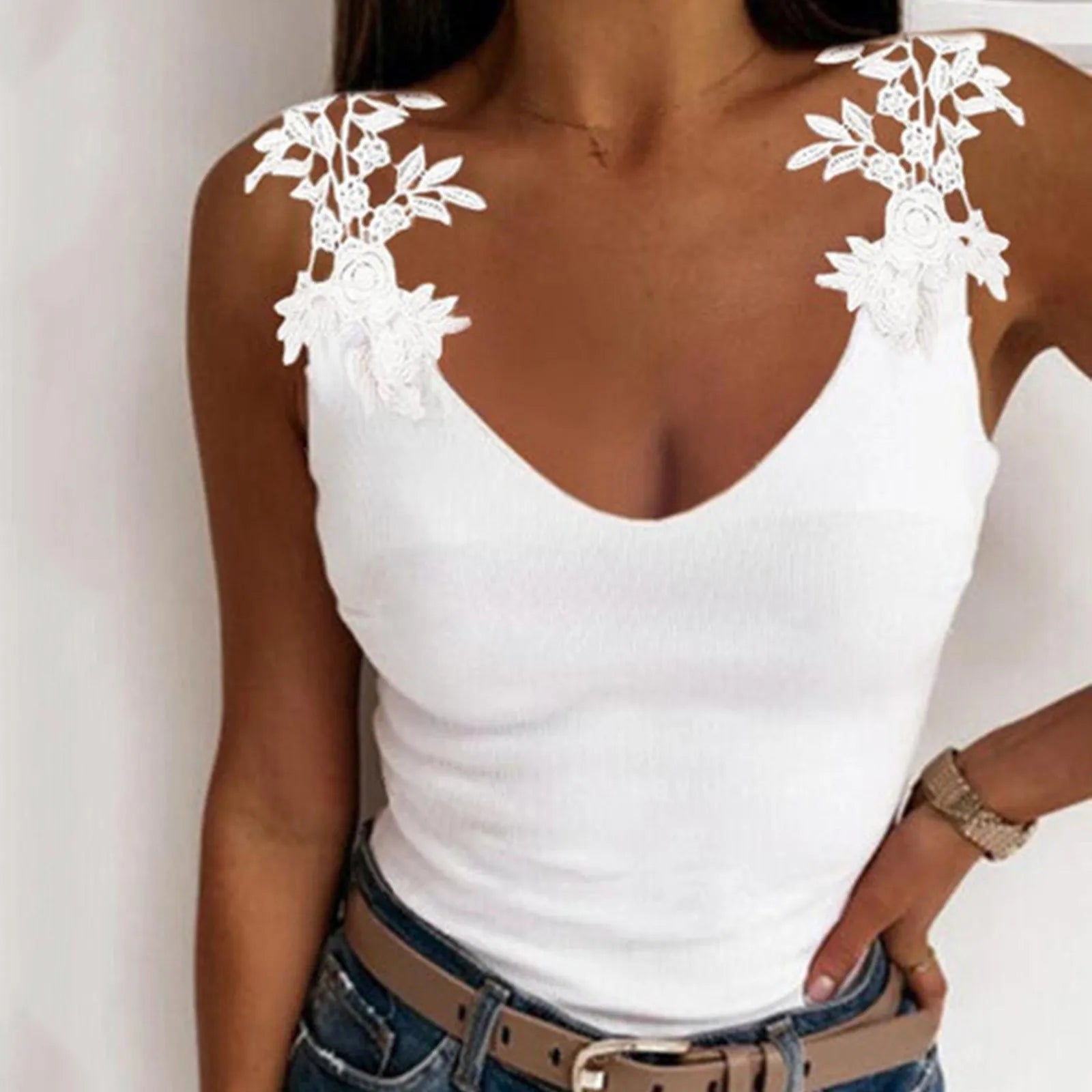 https://ae01.alicdn.com/kf/S99c92f5afded4a7bae623e62710eceb5m/Lace-Petal-Tank-Top-Solid-Color-Ladies-T-Shirt-Women-Oversize-Hollow-sleeveless-V-Neck-Slim.jpg