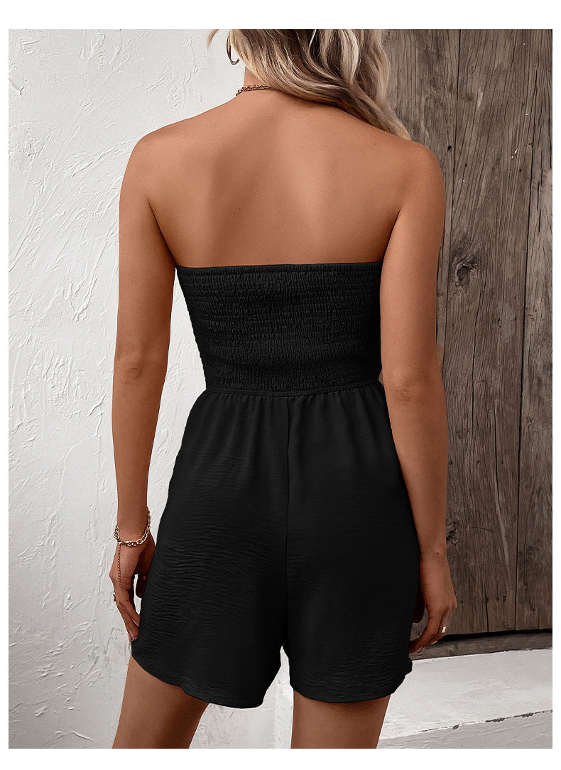 Drawstring Strapless Playsuit