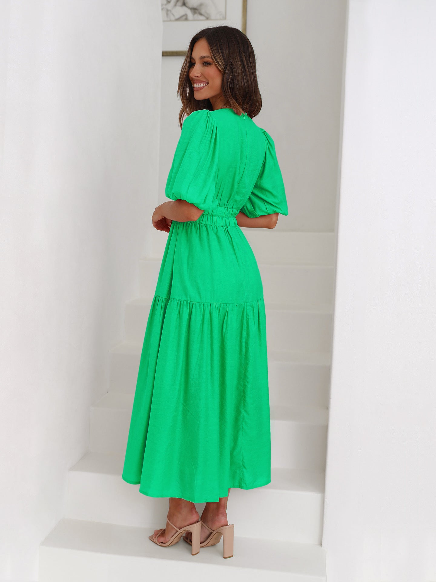 Ruffled Midi Evening Dress