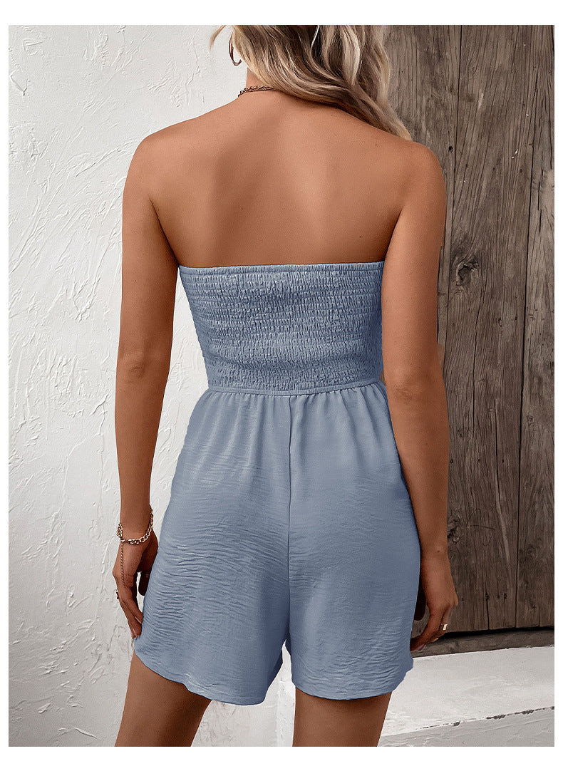 Drawstring Strapless Playsuit