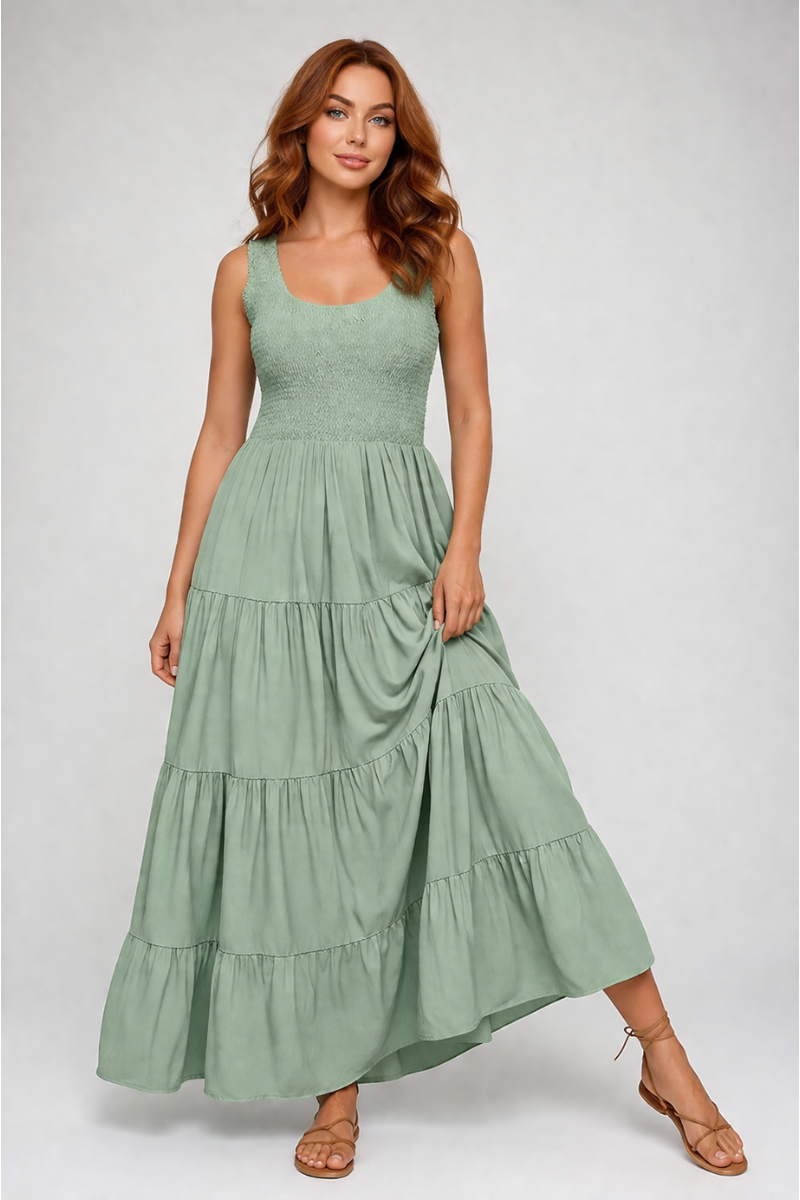 Tiered A-Line Maxi Dress
