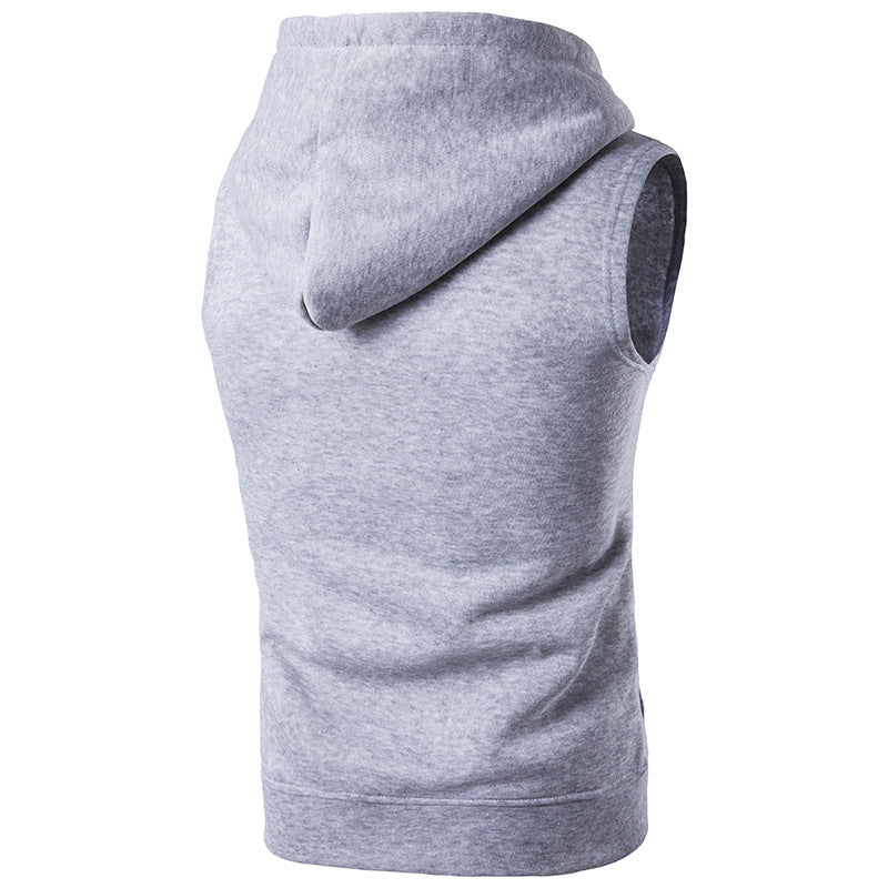 Men's Sleeveless Cotton Zipper Hoodie