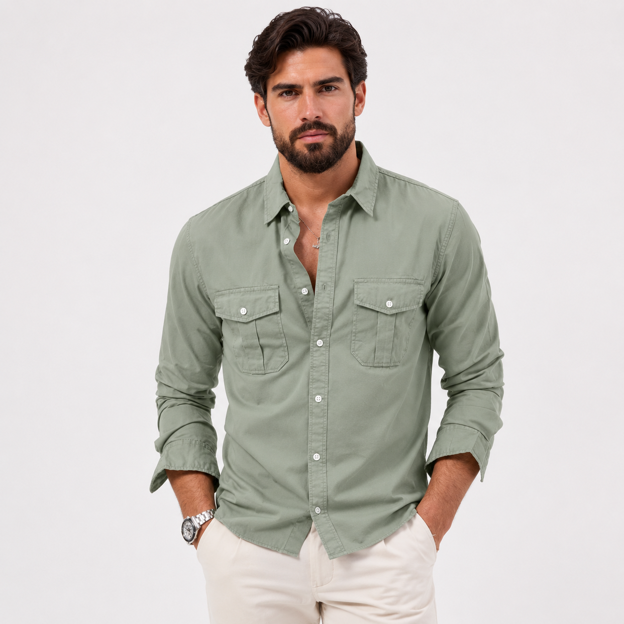 Multi-Pocket Workwear Shirt