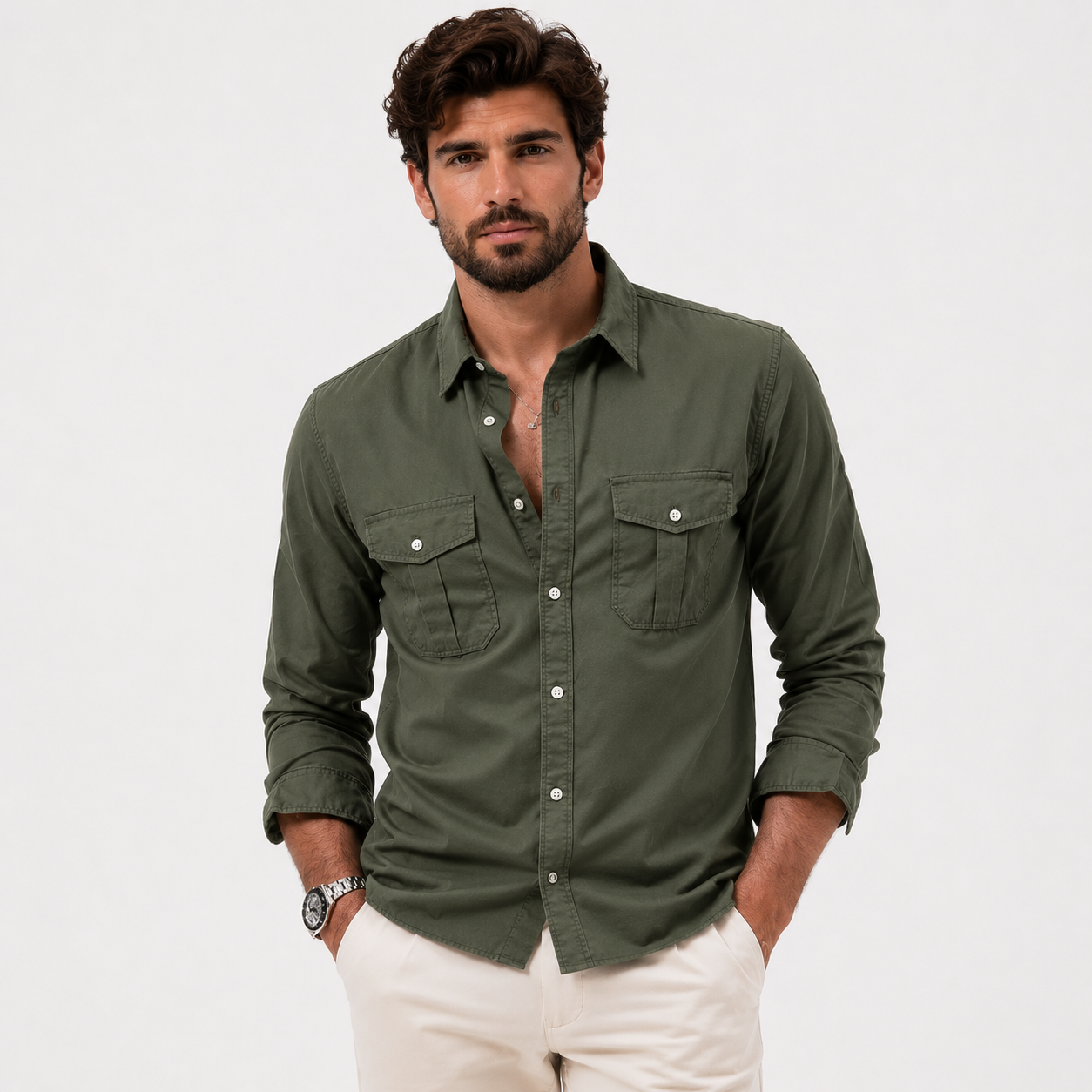Multi-Pocket Workwear Shirt