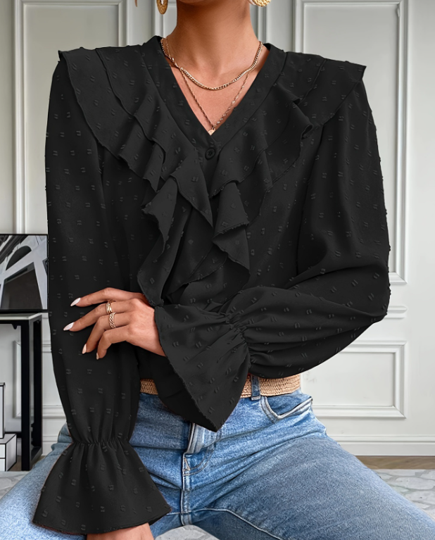 Dot Ruffle Blouse