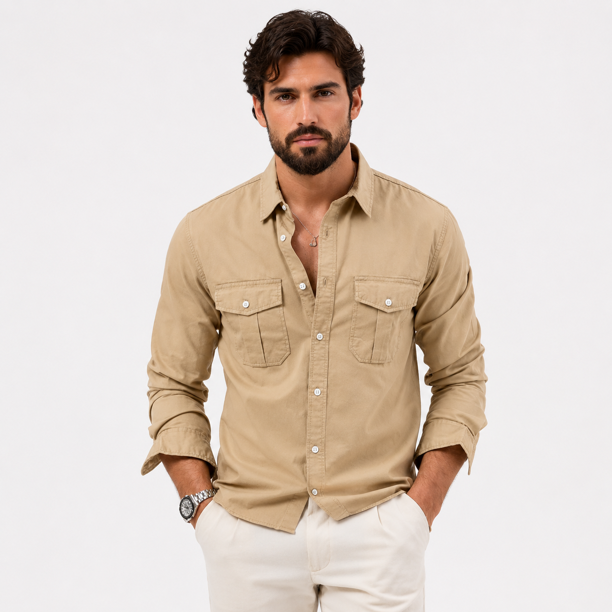 Multi-Pocket Workwear Shirt