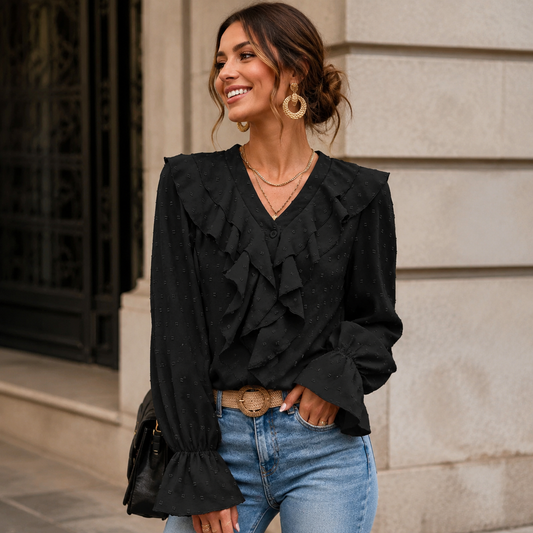 Dot Ruffle Blouse