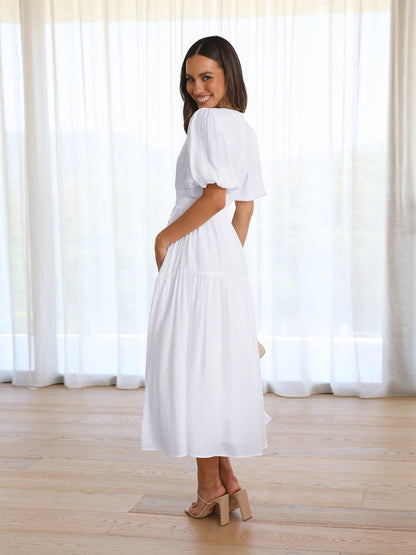 Ruffled Midi Evening Dress