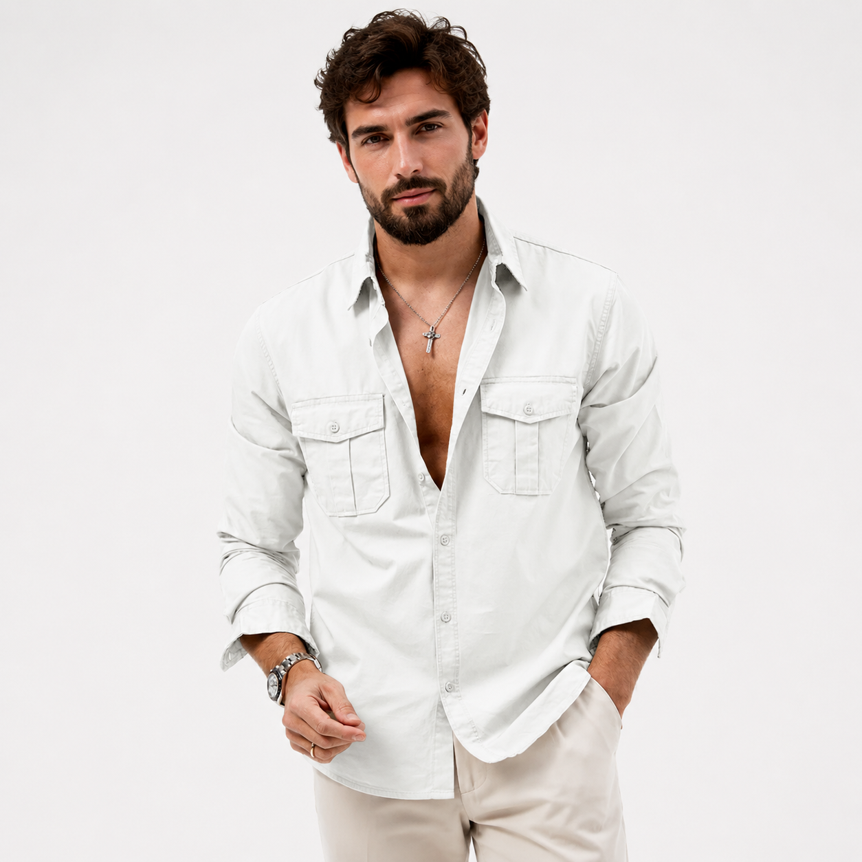 Multi-Pocket Workwear Shirt