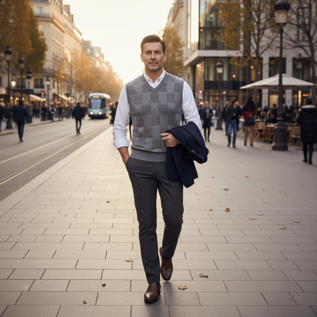 Relaxed Quilted Vest — Gray